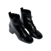 Botines Elegantes Mujer Beis Granate Negro Charol Piel Cordón Cremallera Wikers E-127
