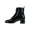 Botines Elegantes Mujer Beis Granate Negro Charol Piel Cordón Cremallera Wikers E-127