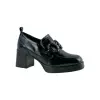 Mocasin Mujer en Charol Negro Beige con Tacon Cuadrado y Plataforma Wikers E-138