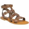 Sandalias Romanas de Piel para Mujer con Doble Hebilla y Suela Plana plantilla gel - Wikers T-77804