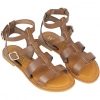 Sandalias Romanas de Piel para Mujer con Doble Hebilla y Suela Plana plantilla gel - Wikers T-77804