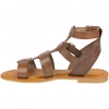 Sandalias Romanas de Piel para Mujer con Doble Hebilla y Suela Plana plantilla gel - Wikers T-77804