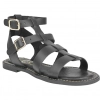 Sandalias Romanas de Piel para Mujer con Doble Hebilla y Suela Plana plantilla gel - Wikers T-77804