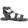 Sandalias Romanas de Piel para Mujer con Doble Hebilla y Suela Plana plantilla gel - Wikers T-77804