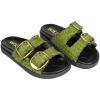 Sandalias Bio de Piel Trenzada Wikers para Mujer con Doble Hebilla - R-64787