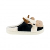 Zapatillas de andar por casa super comodas Mujer y Niña Invierno Abiertas Blanco y Negro de Vaca D006cehdjxt