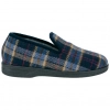 Zapatilla Hombre Casa Cerrada Plana Azul Cuadros Paño 44070