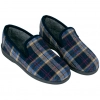 Zapatilla Hombre Casa Cerrada Plana Azul Cuadros Paño 44070