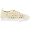 Zapato Cordón Bordado Beis Mujer Plano  Amarpies AOG30091