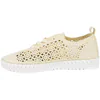 Zapato Cordón Bordado Beis Mujer Plano  Amarpies AOG30091