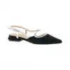 Zapato de Salón Destalonado Rosa y Negro Antelina y Metalizado Azarey 574H349