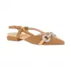 Zapato de Salon Destalonado Mujer Beis y Fucsia Antelina Combinada Estribo Azarey 574H509