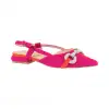 Zapato de Salon Destalonado Mujer Beis y Fucsia Antelina Combinada Estribo Azarey 574H509