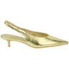 Zapato Destalonado Dorado de Punta Fina con Tacón Bajo - Marquiiz 9795