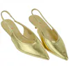 Zapato Destalonado Dorado de Punta Fina con Tacón Bajo - Marquiiz 9795