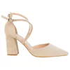 Zapato Salón Punta Talón Tiras Cruzadas Empeine Tacón Ancho Medio Ideal Shoes 8709