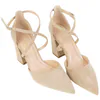 Zapato Salón Punta Talón Tiras Cruzadas Empeine Tacón Ancho Medio Ideal Shoes 8709