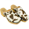 Zueco Tacón Mujer Piel Animal Print Vaca Punta Cuadrada Help The Trees 7768410