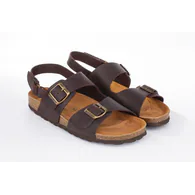 Sandalia Corcho de Mujer Beis Marron Chocolate Negro Taupe Doble Hebilla con Tira Autenti 10888