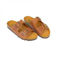 Sandalias Bio Planas de Piel Autenti para Mujer con Doble Hebilla - 11096
