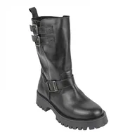 Bota negra motera alta piel piso track Bran´s 14322