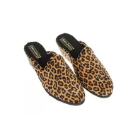 Zapatilla de Casa Mujer Invierno Abierta Cuña Estampado Leopardo Terciopelo Made in Spain 4304