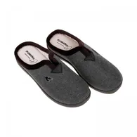Zapatilla Casa Hombre Invierno Abiertas Marron Gris y Azul Pana Londres Plumaflex 12248