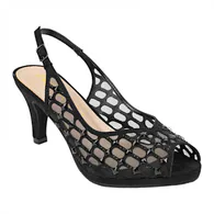 Sandalia negra de fiesta con tacón y transparencias - Prestigio C-402