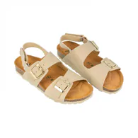 Sandalia Corcho de Mujer Beis Marron Chocolate Negro Taupe Doble Hebilla con Tira Autenti 10888