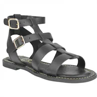 Sandalias Romanas de Piel para Mujer con Doble Hebilla y Suela Plana plantilla gel - Wikers T-77804