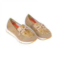 Zapato Doctor Cutillas  tipo Mocasín Mujer Verano Blanco y Camel Estribo Plantilla Extraible 82555