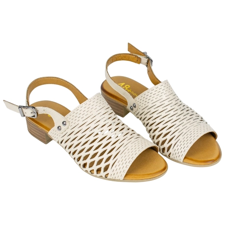 Sandalias de Piel con Tacón Bajo y Pala Calada 48+ Horas 515701/11