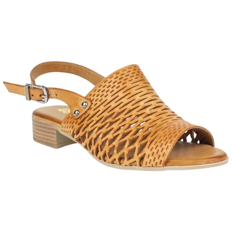 Sandalias de Piel con Tacón Bajo y Pala Calada 48+ Horas 515701/11