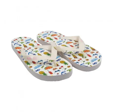 Chanclas de Mujer Blancas y Rosas Estampado Frutas Marca Air-SQ Modelo 6-367
