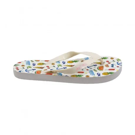 Chanclas de Mujer Blancas y Rosas Estampado Frutas Marca Air-SQ Modelo 6-367