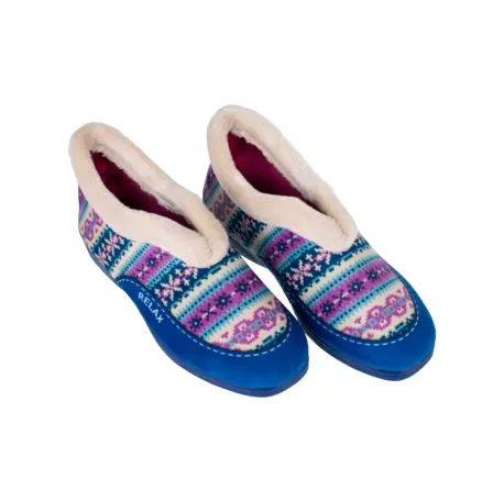 Zapatillas de Casa Bota de Mujer Invierno Azul Estampado Nórdico Alcalde 1600
