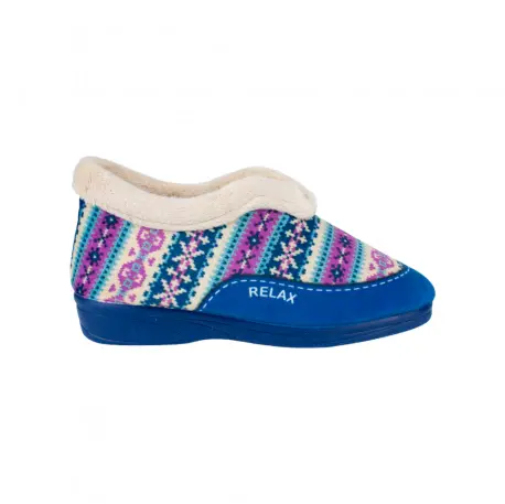 Zapatillas de Casa Bota de Mujer Invierno Azul Estampado Nórdico Alcalde 1600