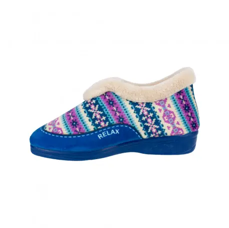 Zapatillas de Casa Bota de Mujer Invierno Azul Estampado Nórdico Alcalde 1600