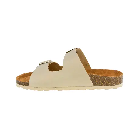 Sandalias Bio Planas de Piel Autenti para Mujer con Doble Hebilla - 11096