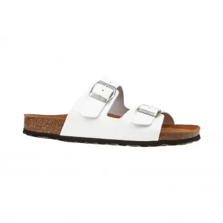 Sandalias Bio Planas de Piel Autenti para Mujer con Doble Hebilla - 11096