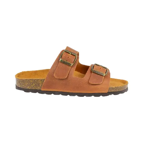 Sandalias Bio Planas de Piel Autenti para Mujer con Doble Hebilla - 11096