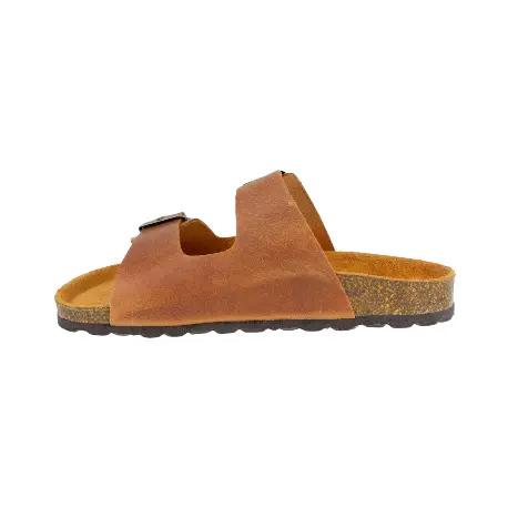 Sandalias Bio Planas de Piel Autenti para Mujer con Doble Hebilla - 11096