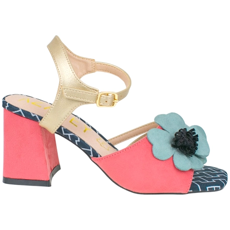 Sandalia tacón ancho pulsera flor Azarey 591J677