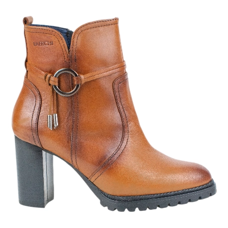 Botines de Tacón en Piel con Cremallera y Plantilla Extraíble - Baerchi 40400