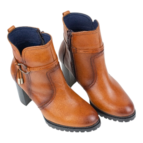 Botines de Tacón en Piel con Cremallera y Plantilla Extraíble - Baerchi 40400