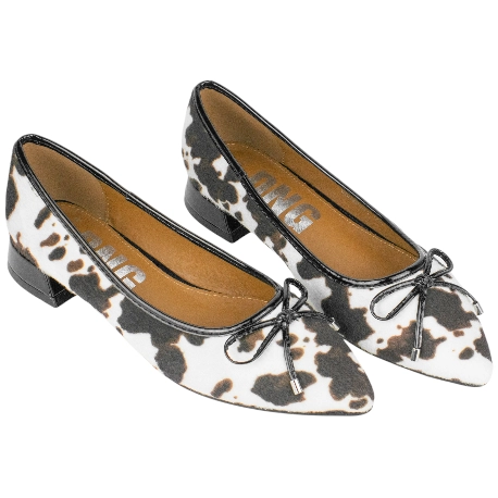 Bailarina Plana Animal Print Punta Fina Tacón Cuadrado D´Angela DDN29004
