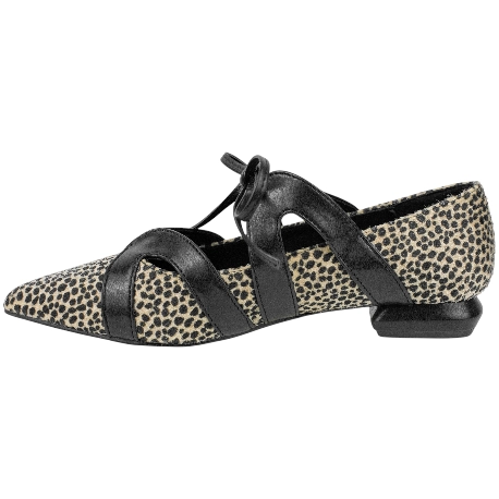 Bailarina Punta Fina Negro Cordón Animal Print Azarey 578K117