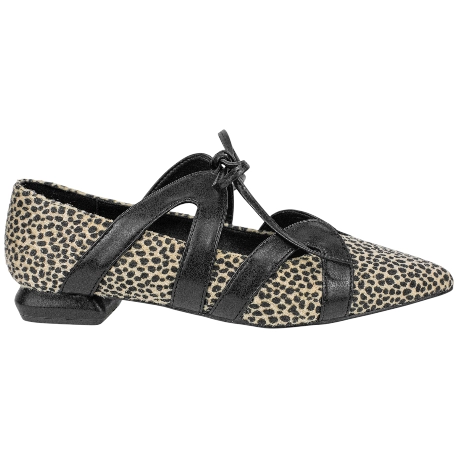 Bailarina Punta Fina Negro Cordón Animal Print Azarey 578K117