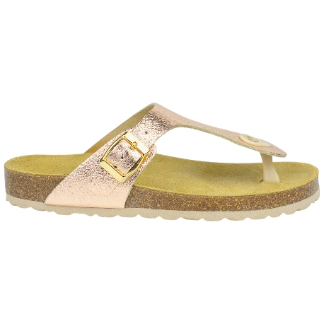 Sandalias Bio Planas Estilo Esclava de Piel Metalizada - Biocomfort WILL 005