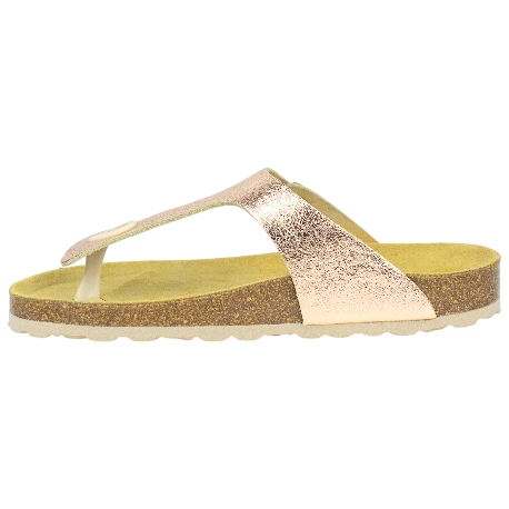 Sandalias Bio Planas Estilo Esclava de Piel Metalizada - Biocomfort WILL 005